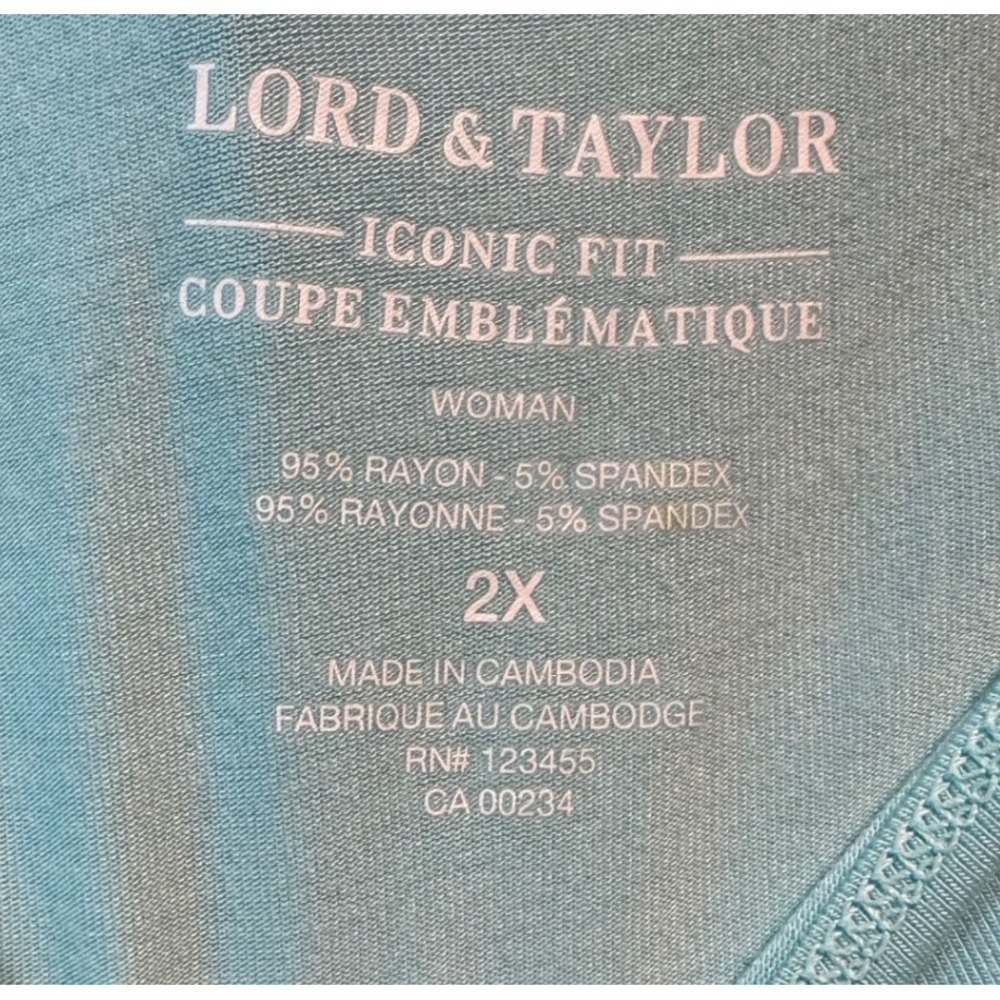 Lord & Taylor Iconic Fit Tank Top Womens 2X Turquoise Blue Scoop Neck Sleeveless - Picture 3 of 3